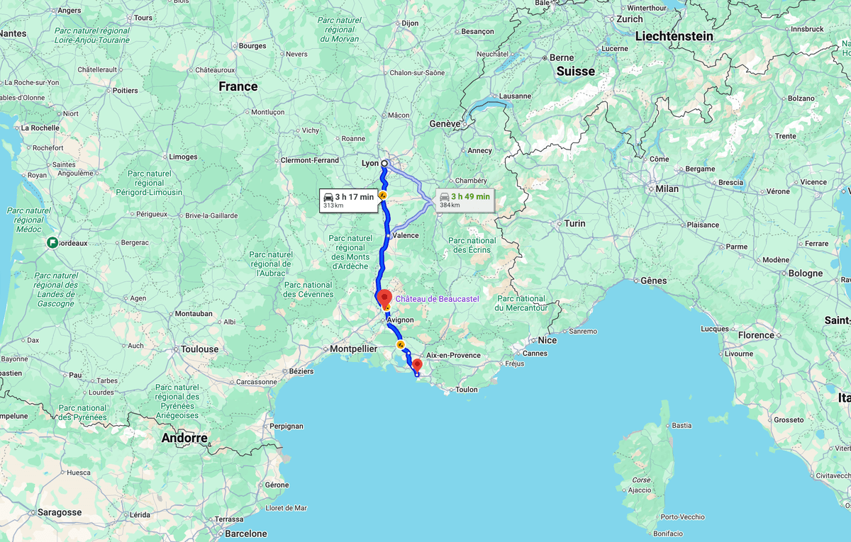 Itinéraire du trajet